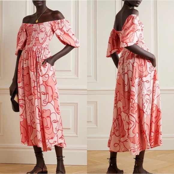 La Ligne Lola Shirred Silk Maxi Dress - Picture 2 of 5